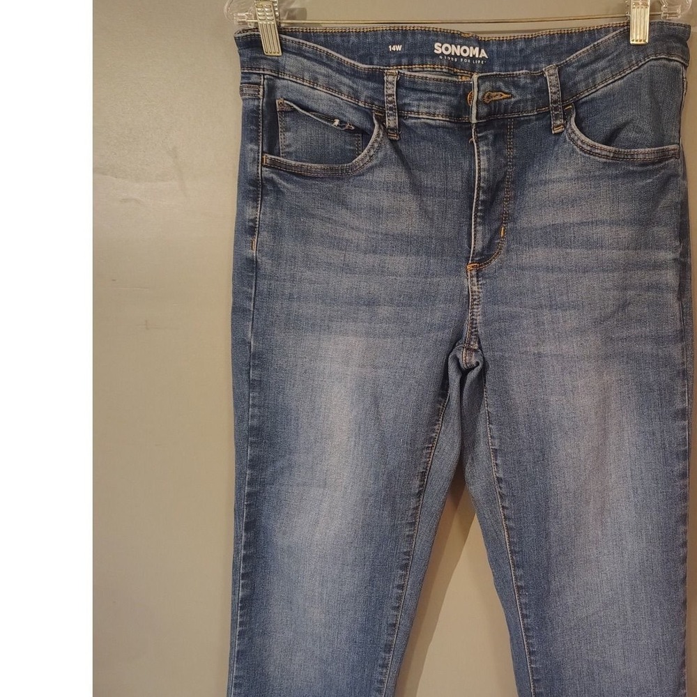 Sonoma Goods For Life Womens 14W Medium Wash Skinny Jeans Blue Denim Mid Rise